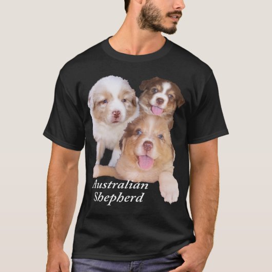 Red Tri & Red Merle Aussie Pups T-shirt (Voorkant)