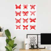 Red Tribal Butterfly Ornamental Poster (Thuiskantoor)