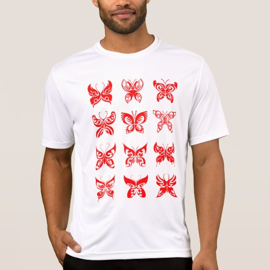 Red Tribal Butterfly Ornamental T-shirt (Voorkant)