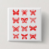 Red Tribal Butterfly Ornamental Vierkante Button 5,1 Cm (Voorkant)