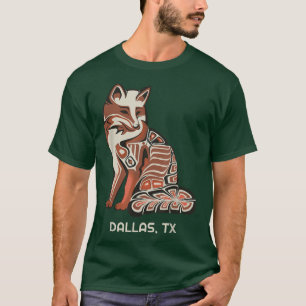 Red Tribal Fox Dallas Native American Artwork Styl T-shirt