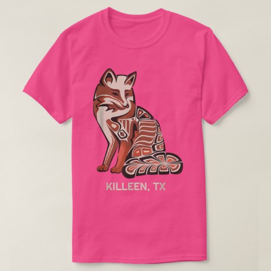 Red Tribal Fox Killeen Native American Artwork Sty T-shirt (Design voorkant)