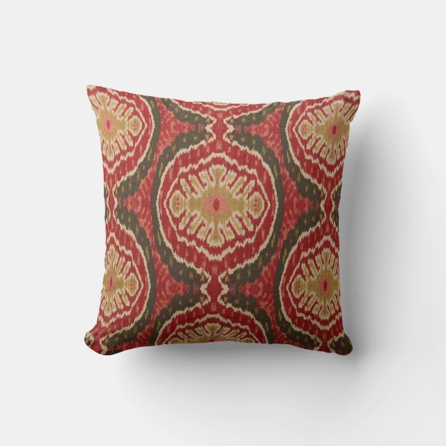 Red Tribal Ikat Accent Pillow Kussen (Voorkant)