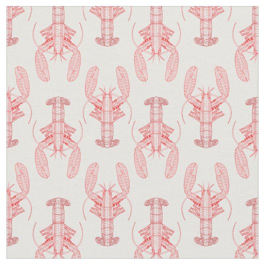 Red Tribal Lobster Nautical Stof (Close Up)