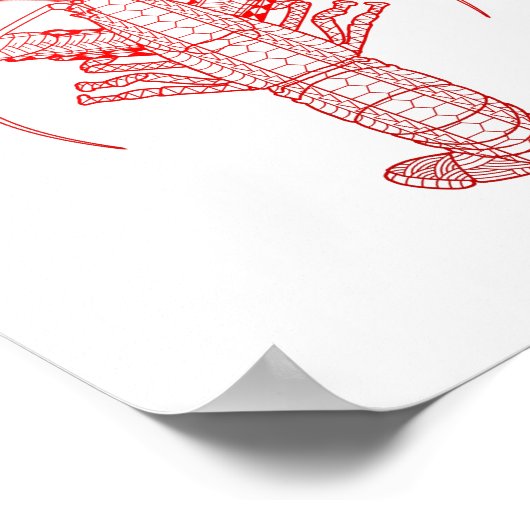 Red Tribal Lobster Poster (Hoek)