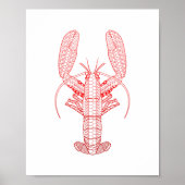 Red Tribal Lobster Poster (Voorkant)