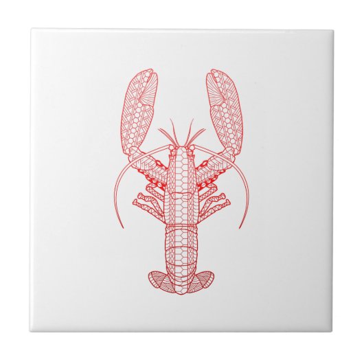 Red Tribal Lobster Tegeltje (Voorkant)