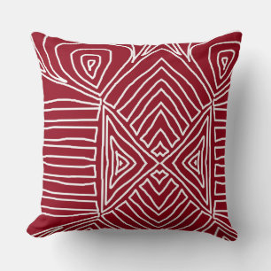 Red Tribal Maze Mud Cloth Pattern Kussen