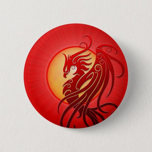 Red Tribal Phoenix Ronde Button 5,7 Cm (Voorkant)