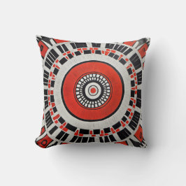 Red Tribal Sunburst Pillow Kussen