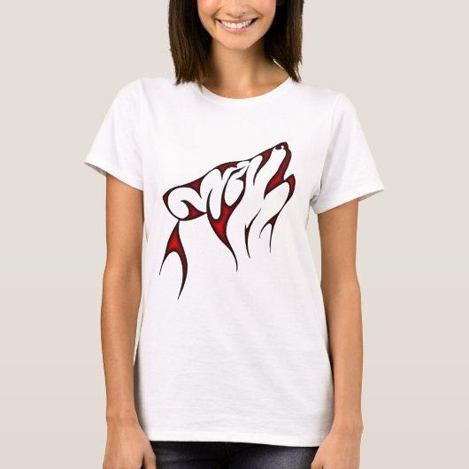 Red Tribal Wolf Head T-shirt (Voorkant)
