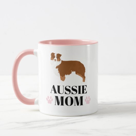 Red Tricoled Aussie mam foto Mok (Links)