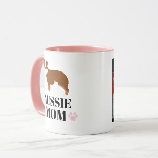 Red Tricoled Aussie mam foto Mok (Voorkant links)