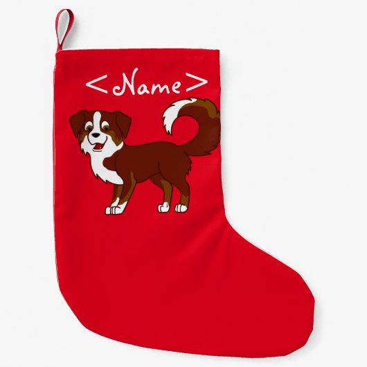 Red Tricolor Australian Shepherd Dog Kleine Kerstsok (Voorkant)