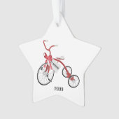 Red Tricycle Girls Star Acrylkerstversiering Ornament (voorkant)