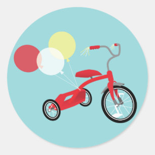 Red Tricycle Graphic Ronde Sticker