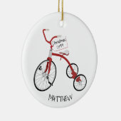 Red Tricycle Toddler Kinder kerstversiering Keramisch Ornament (Rechts)