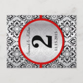 Red Trim Black Silver Grey Table Number Briefkaart (Voorkant)