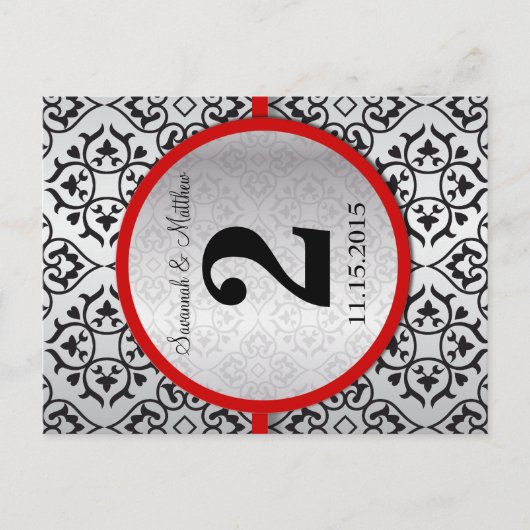 Red Trim Black Silver Grey Table Number Briefkaart (Voorkant)
