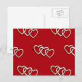 Red Triple Interlocking Gold Hearts Briefkaart! Briefkaart (Voorkant / Achterkant)