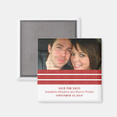 Red Triple Stripe Foto Save the Date Magnet (Voorkant / Achterkant)
