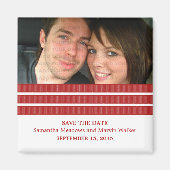 Red Triple Stripe Foto Save the Date Magnet (Voorkant)