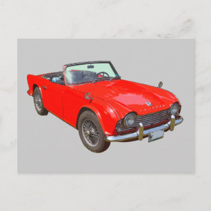 Red Triumph Tr4 Convertible Sportauto Briefkaart