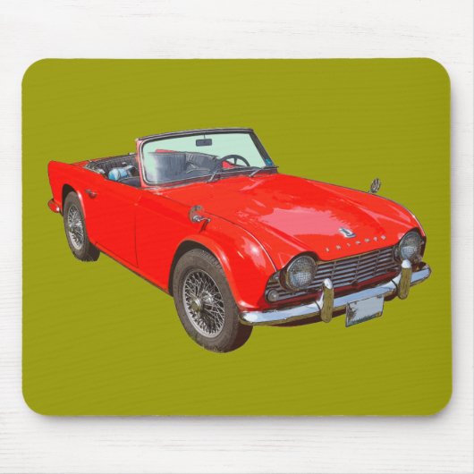 Red Triumph Tr4 Convertible Sportauto Muismat (Voorkant)