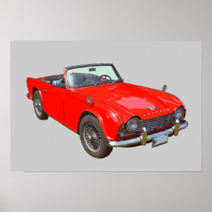 Red Triumph Tr4 Convertible Sportauto Poster
