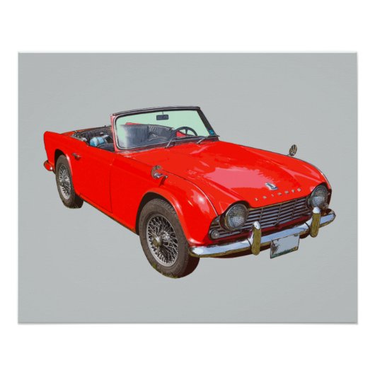 Red Triumph Tr4 Convertible Sportauto Poster (Voorkant)