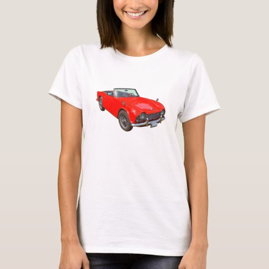 Red Triumph Tr4 Convertible Sportauto T-shirt (Voorkant)