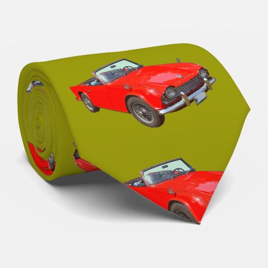 Red Triumph Tr4 Convertible Sportscar Stropdas (Opgerold)