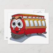 Red Trolley Cartoon Briefkaart (Voorkant / Achterkant)