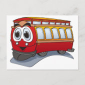 Red Trolley Cartoon Briefkaart (Voorkant)