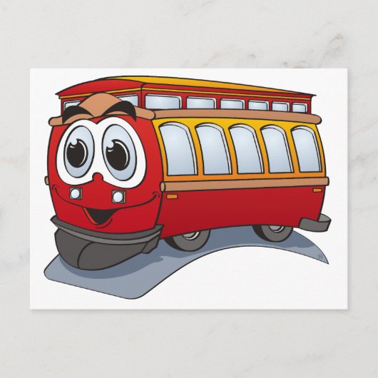 Red Trolley Cartoon Briefkaart (Voorkant)