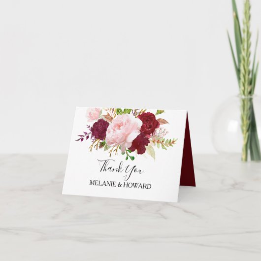 Red Tropical en romantisch bedankje Bedankkaart (Voorkant)