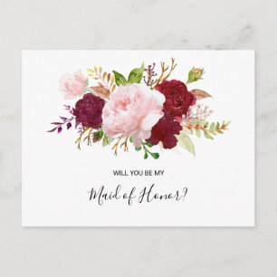 Red Tropical en romantische Maid of Honor Uitnodiging Briefkaart