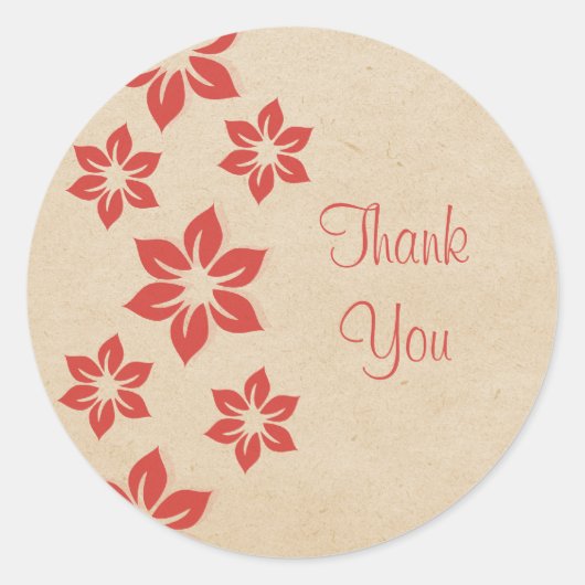 Red Tropical Floral Dank je Stickers (Voorkant)