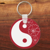 Red Tropical Flower Yin Yang Sleutelhanger (Voorkant)