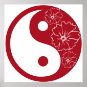 Red Tropical Flower Yin Yang Symbol Poster (Voorkant)
