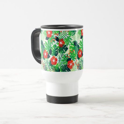 Red Tropical Flowers Design Reisbeker (Voorkant links)