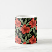 Red tropical flowers seamless pattern green leaves koffiemok (Center)
