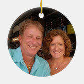 Red Tropical Parrot Palm Leaf Flowers noemt foto Keramisch Ornament (Achterkant)