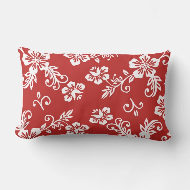 Red Tropical Print Pillow Kussen (Voorkant)