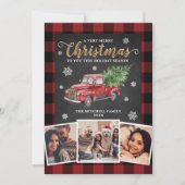  Red Truck 3 Foto Buffalo met kerstmis Feestdagenkaart (Voorkant)
