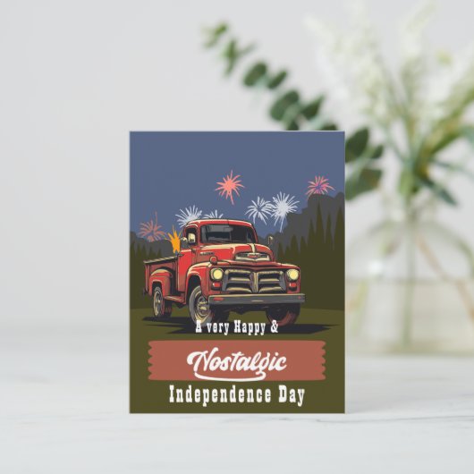  Red Truck 4 juli Groeten Briefkaart (Staand voorkant)