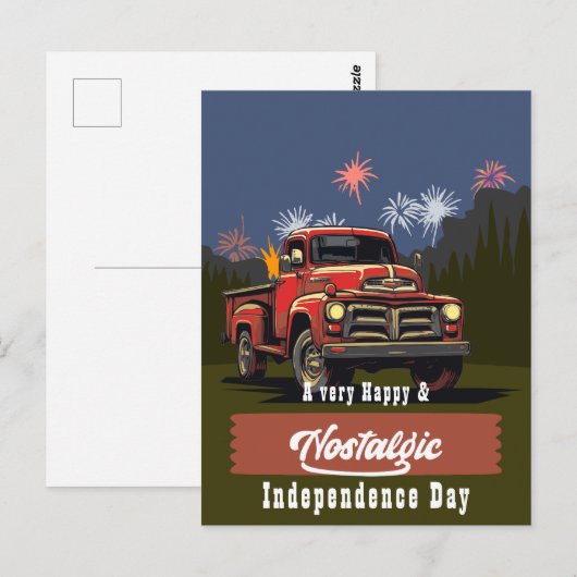  Red Truck 4 juli Groeten Briefkaart (Voorkant / Achterkant)