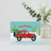 Red Truck 4x4 met Sable Sheltie, Santa Hat Feestdagenkaart (Staand voorkant)