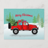 Red Truck 4x4 met Sable Sheltie, Santa Hat Feestdagenkaart (Voorkant)