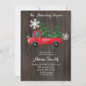 Red Truck Adventure Rustic Baby shower Invitation Kaart (Voorkant)